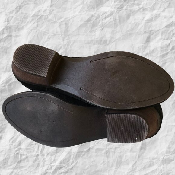 G.H. Bass & Co. Nina Braid Black Suede Ankle Boot Side Zip Bootie  7.5 W - Picture 11 of 14